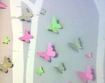 3D Butterfly Wall Art Set of 30 Paper Butterflies, Girls Bedroom, Nursery, Woodland