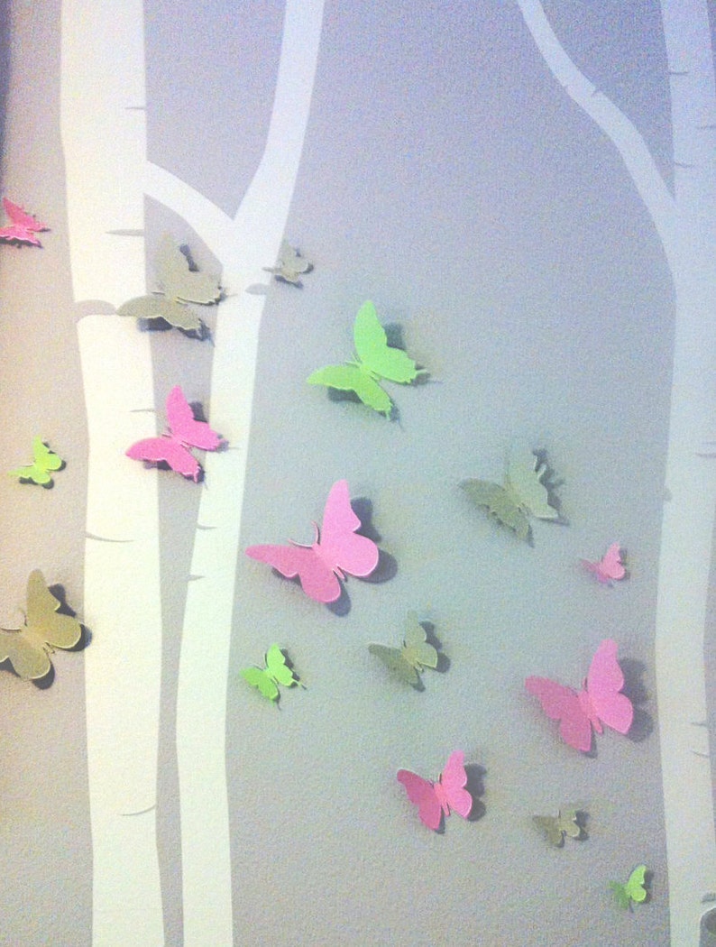 3D Butterfly Wall Art Set of 30 Paper Butterflies, Girls Bedroom, Nursery, Woodland image 1