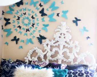 3D Butterfly Wall Art Decal Set of 80 in Blue, Butterflies, Bedroom, Home Decor