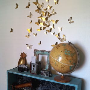 3D Butterfly Wall Art Decal Set of 40 in Metallic Gold Foil, Paper Butterflies, Modern Art, Nursery, Bedroom, Living Space, image 3