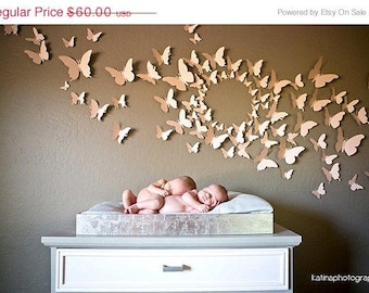 80 3D Butterfly Wall Art Circle Burst, Nursery, Bedroom, Kids Room, Newborn, Wall Decals