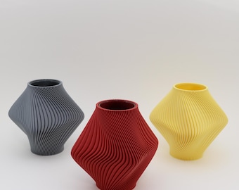 ORIGAMI S Vase with Glass Insert – Modern Vase, Ribbed Vase, 3D Printed Vase, Minimalist Vase, Ribbed Vase, Home Decor | freiform