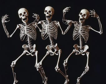 dansende skeletten halftoon