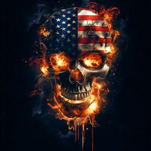 usa biker skull, clip art, dtf, transparent, half tone, 300 dpi