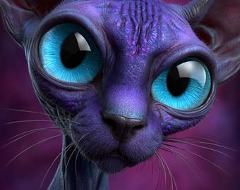 paarse kat, png, transparant, halftoon,