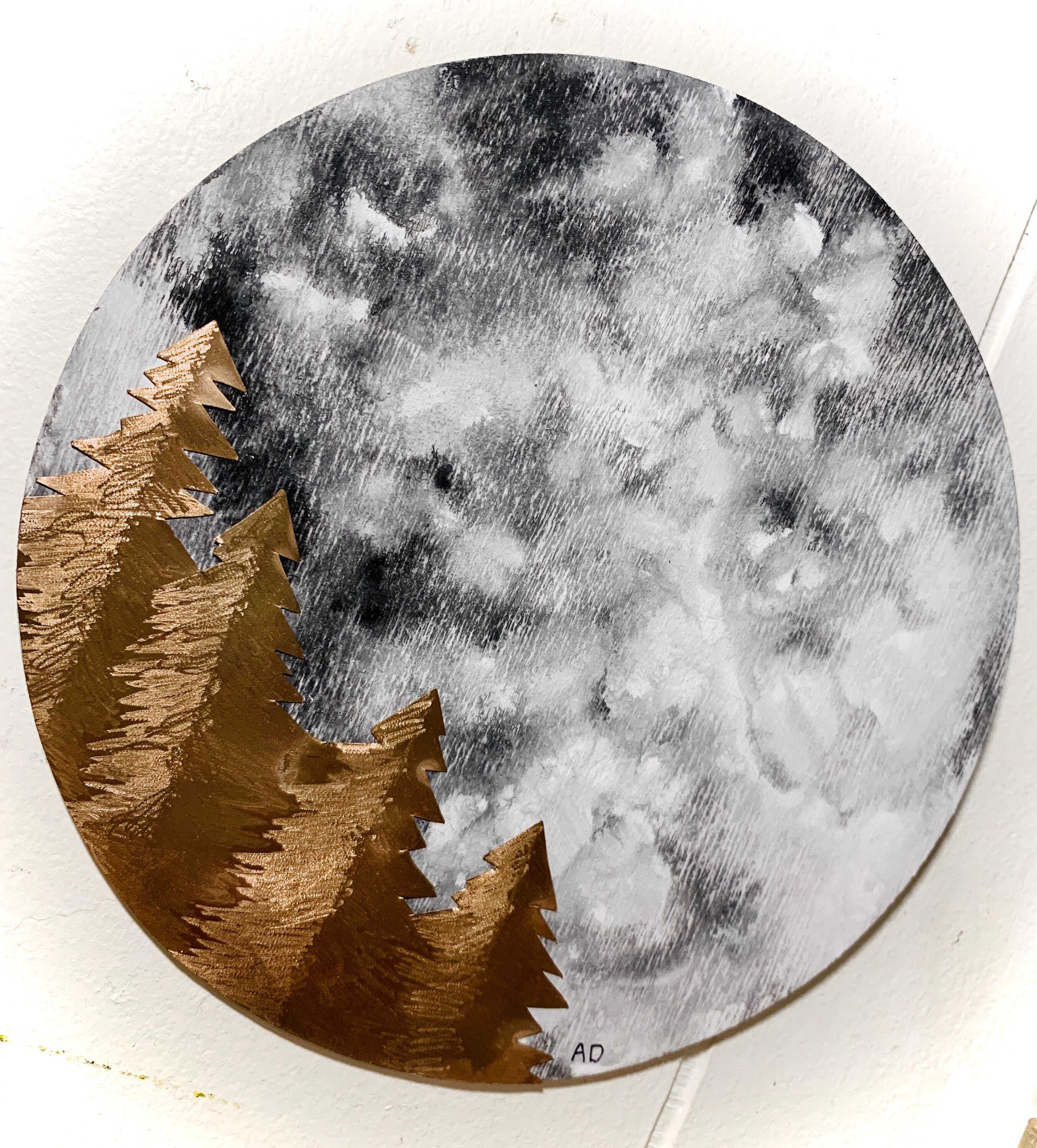 Full moon painting copper trees art copper trees art moon Etsy