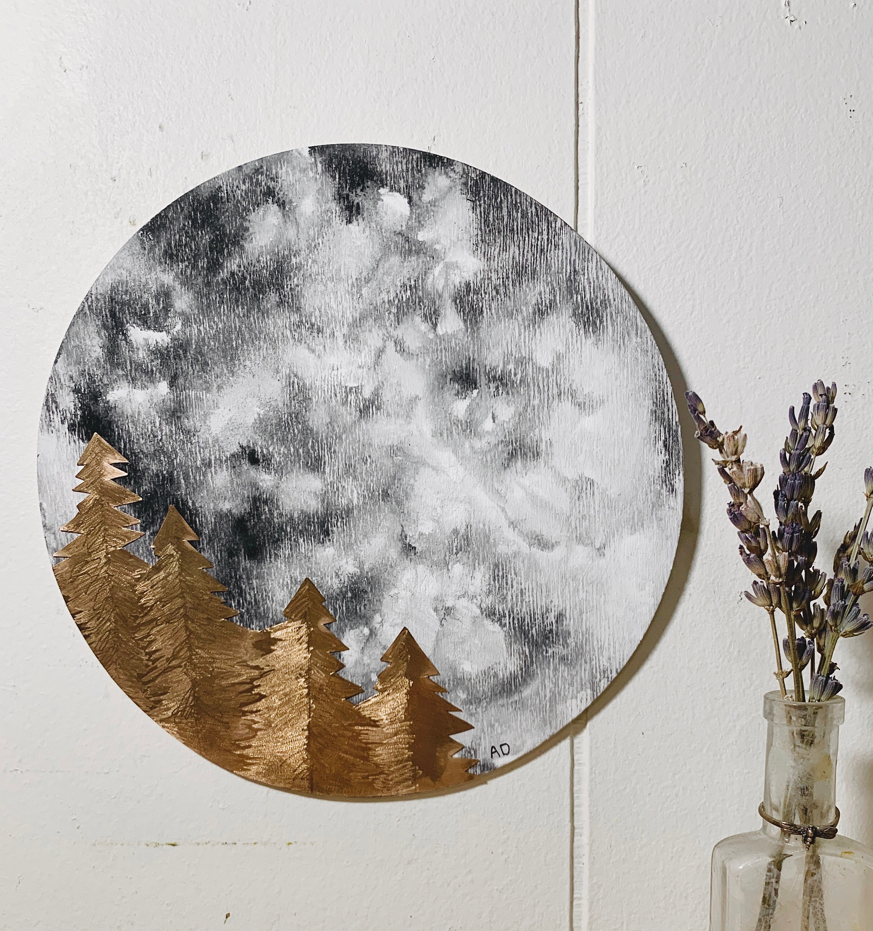 Full moon painting copper trees art copper trees art moon Etsy