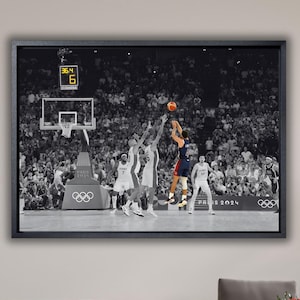Stephen Curry Game-Winning Shoot Poster Kunst Leinwand,Stephen Curry Poster,USA National Team 2024 Champion Leinwand Wand Kunst Druck,Curry Wandkunst