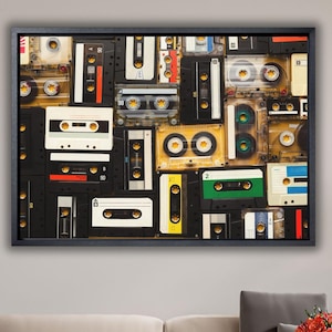 Graffiti Retro Audio Cassette Canvas Poster,Retro Music Canvas Wall Art,Graffiti Audio Cassette Print Art,Music Room Wall Art Decor