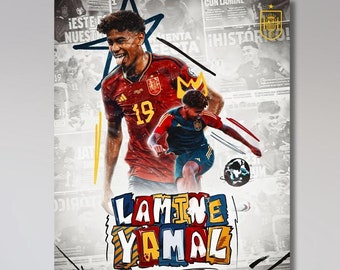Lamine Yamal Poster, Lamine Yamal Ready to Hang Canvas Wall Art, Canvas Football, Lamine Yamal Prints , Spain Wall Art , Lamine Yamal Fan
