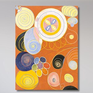 Hilma af Klint Canvas, Orange Black Geometric Poster,The Ten Largest No.3 Youth Print,Abstract Spiritual Painting,Mid Century Modern Decor