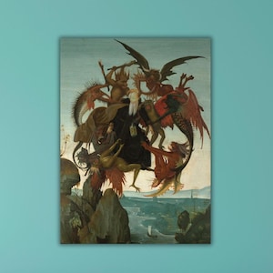 Michelangelo Canvas Wall Art-The Torment of Saint Anthony 1487,Michelangelo Poster,Michelangelo Print,Michelangelo Wall Art,Renaissance Art