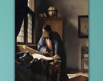 Johannes Vermeer The Geographer Canvas Wall Art, Modern Wall Art, Johannes Vermeer Poster, Large Canvas Wall Art Print, Premium Canvas