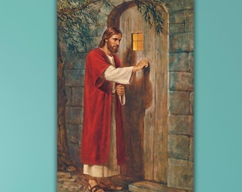 Jesus Knocking Canvas Art, Christian Home Decor