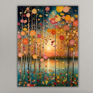 Gustav Klimt Trees and Sun Lights Canvas Wall Art, Gustav Klimt Poster Print,Modern Wall Art,Famous Canvas Wall Art,Vintage Art Print