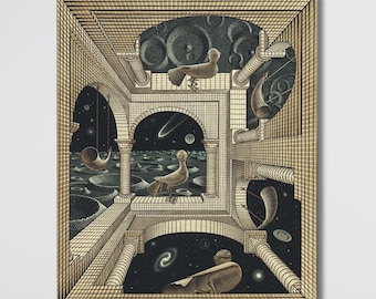 M.C. Escher Another World Canvas, Surreal Art Print, Escher Wall Decor, 1947 Artwork