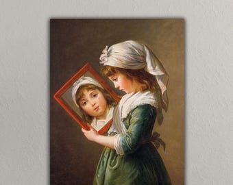 Vintage Canvas Art Print: Julie Le Brun Looking in a Mirror