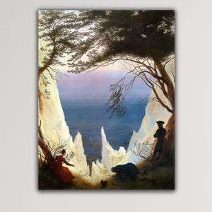 Caspar David Chalk Cliffs on Rugen Plakat, Caspar David Friedrich Krajobraz wsi w porannym świetle Płótno, Krajobraz Płótno Druk