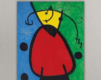 Joan Miro Poster Woman And Birds at Night 1968- Spanish Painter Wall Art, Abstract Poster, Joan Miro Poster, Exhibition Art Print, Gift Idea