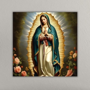 Our Lady of Guadalupe Canvas Wall Art, Virgin Mary of Guadalupe Poster, Christian Wall Decor, Modern Canvas, Religious Art, Home Decor