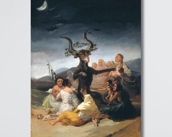 Witches Of Sabbath by Francisco Goya Canvas Print, Surrealist Reproduction, Artwork Poster