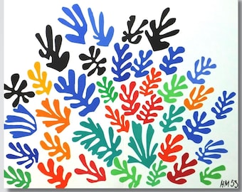 Stampa su tela con foglie in stile Matisse: decorazione murale moderna