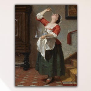 The Maid (1862) Canvas Wall Art Print,Wilhelm Amber Reproduction Print,Wilhelm Amber Wall Decor,,Surrealism Art,The Maid Canvas Print