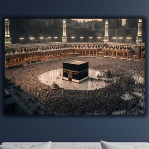 Kabe Canvas Wall Art Print,Islamic Poster,Mekka Extra Large Canvas Wall Art,Islamic Wall Art Decor,Mosque Wall Art Decor,Islamic Home Decor