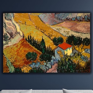 Landscape with House and Ploughman by Vincent Van Gogh Forest Oil Painting Reprint,Vincent Van Gogh Canvas Wall Art Print,Van Gogh Artworks