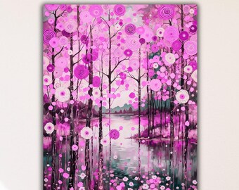 Gustav Klimt Wildflowers Canvas Print, Vintage Floral Wall Art