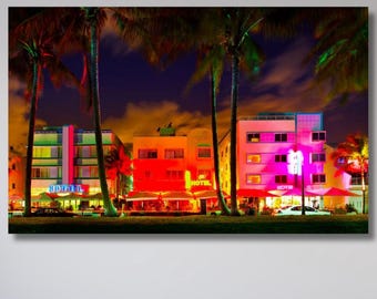 Canvasprint Miami Beach, landschapsmuurkunst, gepersonaliseerde kunst