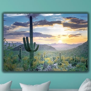Saguaro National Park Arizona Landschaft Leinwand Wand Kunst Druck, majestätisches Arizona Poster, Natur Kaktus Poster Kunst Leinwand, Landschaft Wandkunst