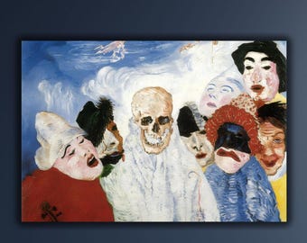 James Ensor Skeleton Obelisk Art 1892 Canvas Wall Art Print,james