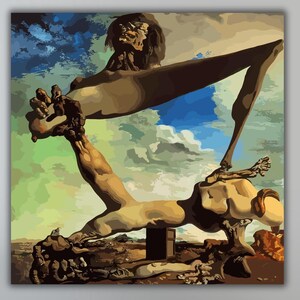 Salvador Dali Soft Construction With Boiled Beans Canvas Wall Art Print,Salvador Dali Poster Print,Exhibition Poster,Vintage Art,Modern Art