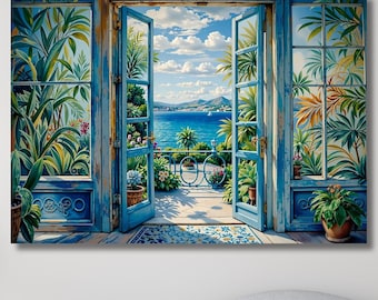Stampa su tela di Henri Matisse, Porta con vista sul mare, Arte murale moderna