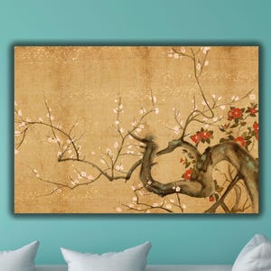 Japanese Cherry Blossom Canvas Print Art Canvas,Flower Wall Art,Sakura Wall Art Decor,Japanese Poster Print,Japanese Gift Wall Decor