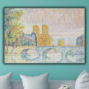Paul Signac La Cité Paris Canvas Wall Art, Paul Signac Giclee Print Art,Reproduction Print,Mosaic Design Wall Art Decor,Living Room Decor