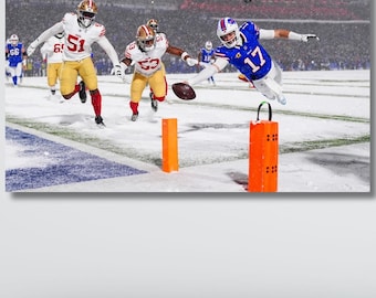 Josh Allen Dives For TD Canvas Print, Sports Wall Decor