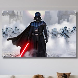 Darth Vader Ready To Hang Canvas Wall Art, Star Wars Black and Red Art, Darth Vader Effect Poster,Star Wars Darth Vader Poster,Ready To Hang