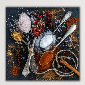 Spices Canvas Wall Art,Indian Spices Canvas,Dining Room Decor,Canvas Wall Art,Kitchen Decor,Food Wall Art,Contemporary Wall Decor,Canvas Art