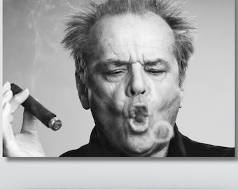 Jack Nicholson Portrait, Black and White Canvas Art Print