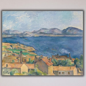 Paul Cezanne The Bay of Marseille Canvas Wall Art,Seen from L’Estaque Print Art,Vintage Canvas Wall Art,Famous Art Print,Paul Cezanne Poster
