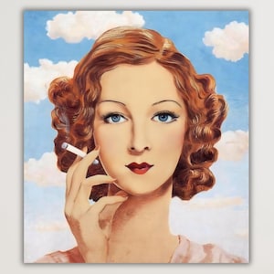 Rene Magritte Georgette Magritte Pôster Arte Impressão em Tela, Rene Magritte Mulher Fumando Impressão Arte, Rene Magritte Arte, Moderna Arte de Parede Impressão Decoração