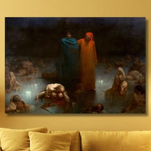 Dante and Virgil by Gustave Dore Canvas Wall Art,Gustave Dore Dante and Virgil Poster,Gustave Dore Famous Artwork,Giclee Print,Ready To Hang
