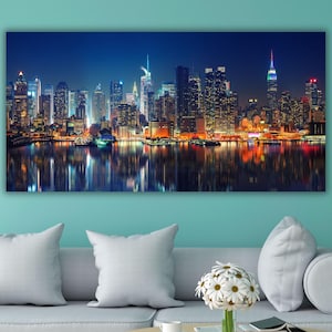New York City Manhattan View Canvas,New York Manhattan Art Print,New York Wall Art Decor,New York Cityscape Skyline Canvas Wall Art Print