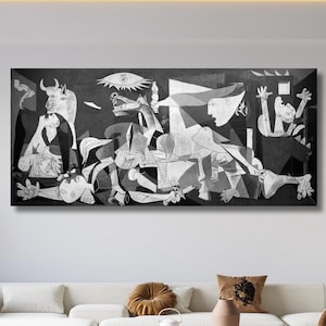 Pablo Picasso Guernica pronto da appendere su tela, stampa Guernica, Guernica in bianco e nero Pablo Picasso la Guernica stampa su tela