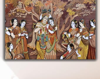 Obraz na płótnie Radha Krishna, tradycyjna indyjska dekoracja ścienna