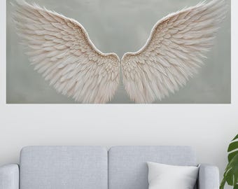 Angel Wing Canvas Print, Abstract Feather Wings Wall Art, Modern Artwork