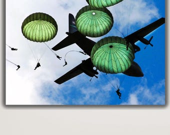 82nd Airborne Canvas Print, Military Parachute Poster, Aircraft Wall Art