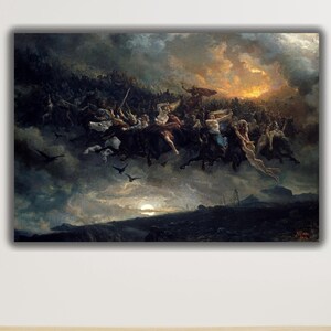 The Wild Hunt of Odin 1872 Peter Nicolai Arbo Canvas Wall Art Print, Peter Nicolai Poster, Peter Nicolai Poster Print, Nicolai Arbo Wall Art